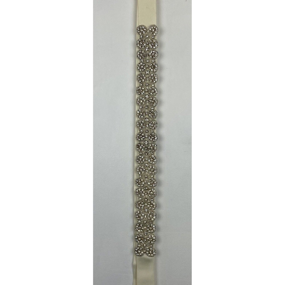 Bridal Belt Sash Rhinestone Waist Ribbon Wedding Party Dress Ivory Cara Womans